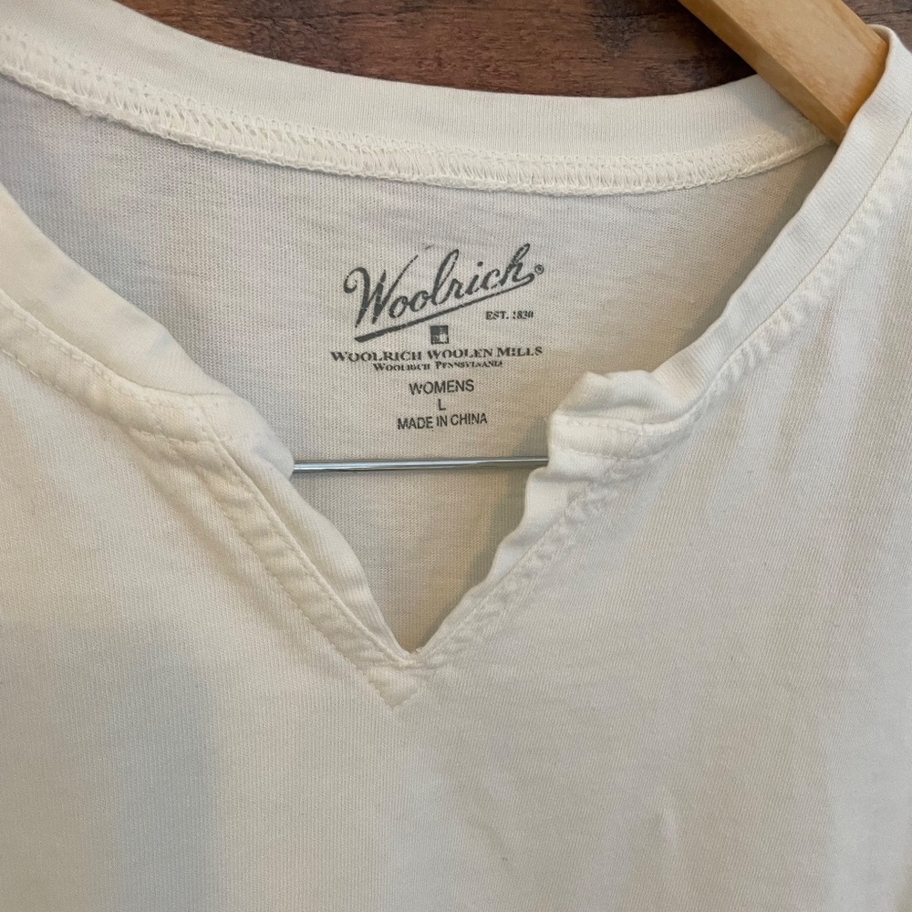 Woolrich | Basic White Split V Neck Everyday Cott… - image 4
